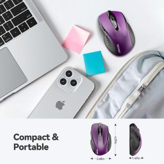 TECKNET Wireless Mouse, 2.4G Ergonomic Computer Mouse, 2600 DPI, Purple