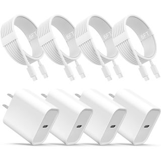 iPhone 17 16 15 Charger, USB C Charger, 4Pack Fast Wall Charging with Cable