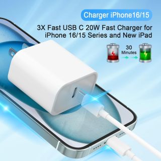 iPhone 17 16 15 Charger, USB C Charger, 4Pack Fast Wall Charging with Cable