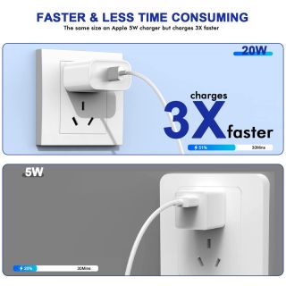 3Pack iPhone 17/16/15 Charge Block,USB C Charger,i Phone Charger Adapter Quick Fast Charger Plug 20W Power Delivery Type C Fast Charging Block for iPhone 17/16/15/14/13/12,iPad Pro/Air/Mini/AirPods