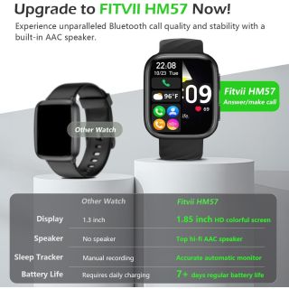 FITVII Health & Fitness Tracker (Answer/Make Calls), Smart Watch with 24/7 Heart Rate and Blood Pressure, Sleep Tracking, Blood Oxygen Monitor, 120+ Sport Modes Activity Tracker for Women Men