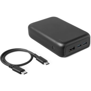 Amazon Basics High-Capacity Portable Charger Power Bank with 3-Port Output, 20,000 mAh, Black