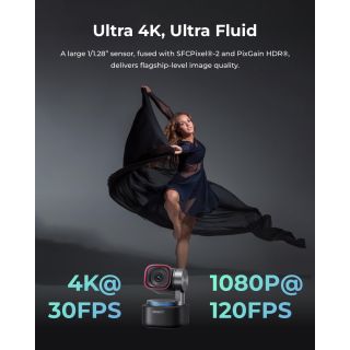 OBSBOT Tiny 3 AI-Powered Spatial Audio 4K Webcam, AI Tracking PTZ Camera