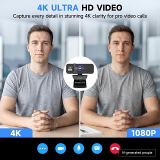 PHILIPS 4K Webcam for PC with Microphone, Computer Camera for Meetings