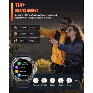 Military Smart Watches for Men(Answer/Make Calls), 1.39" HD Fitness Watch, 24/7 Heart Rate Sleep Monitor, Smart Watch for Men,114+ Sport Modes, IP68 Waterproof Smartwatch for Android iOS, 30Day, Black