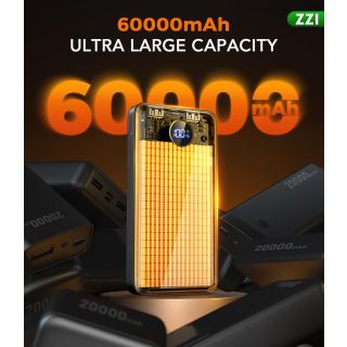 ZZI Portable Charger Power Bank 60000mAh, 22.5W PD Fast-Charge Battery Pack