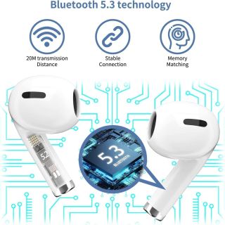 Wireless Earbuds Bluetooth 5.3 Headphones Noise Cancelling Air Buds Pods 3D Stereo Ear pods in-Ear Ear Buds with Deep Bass Earphones Sport Headsets for Android/Samsung/iOS iPhone
