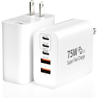 75W USB C Charger Block, 5-Port USBC Wall Charger Super Fast Charging Block