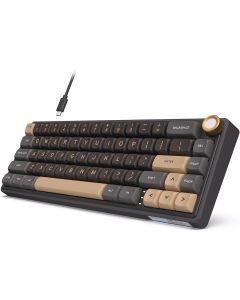 RK ROYAL KLUDGE R65 Wired Gaming Keyboard with Volume Knob, 60% Percent RGB Backlit Mechanical Keyboard Gasket Mount with PBT Keycaps, MDA Profile, QMK/VIA, 66 Keys Hot Swappable Cream Switch, Black