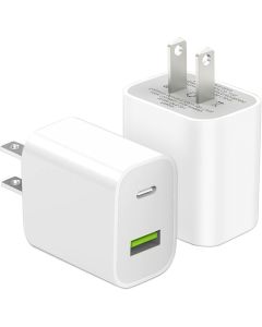 2 Pack USB C Charger Block, Dual Port Type C Wall Charger Charging Power Adapter Cube for iPhone 14/14 Pro/14 Pro Max/14 Plus/13/12/11, XS/XR/X, iPad, Samsung, More