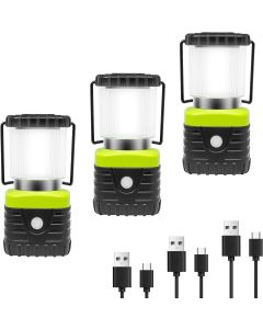 Jarxin 3Packs LED Camping Lantern Rechargeable 1000LM, 4500mAh Power Bank, IP44 Waterproof Lantern Flashlight for Hurricane Emergency, Hiking