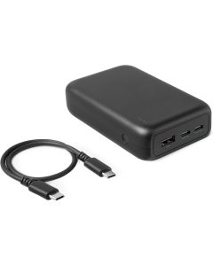 Amazon Basics High-Capacity Portable Charger Power Bank with 3-Port Output, 20,000 mAh, Black