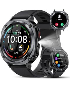 Military Smart Watches for Men(Answer/Make Calls), 1.39" HD Fitness Watch, 24/7 Heart Rate Sleep Monitor, Smart Watch for Men,114+ Sport Modes, IP68 Waterproof Smartwatch for Android iOS, 30Day, Black